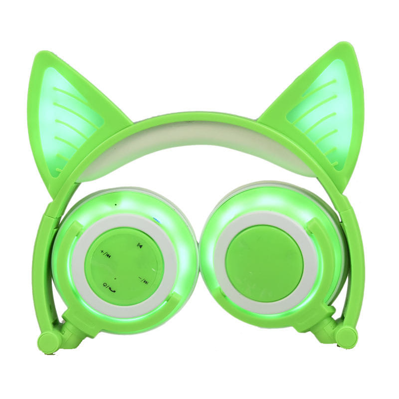 Cute Cat Ear Rechargeable Gaming Headset with LED Lights Colorful Over Ear Foldable Headphones with Mic for Cell Phone purple - Image 3