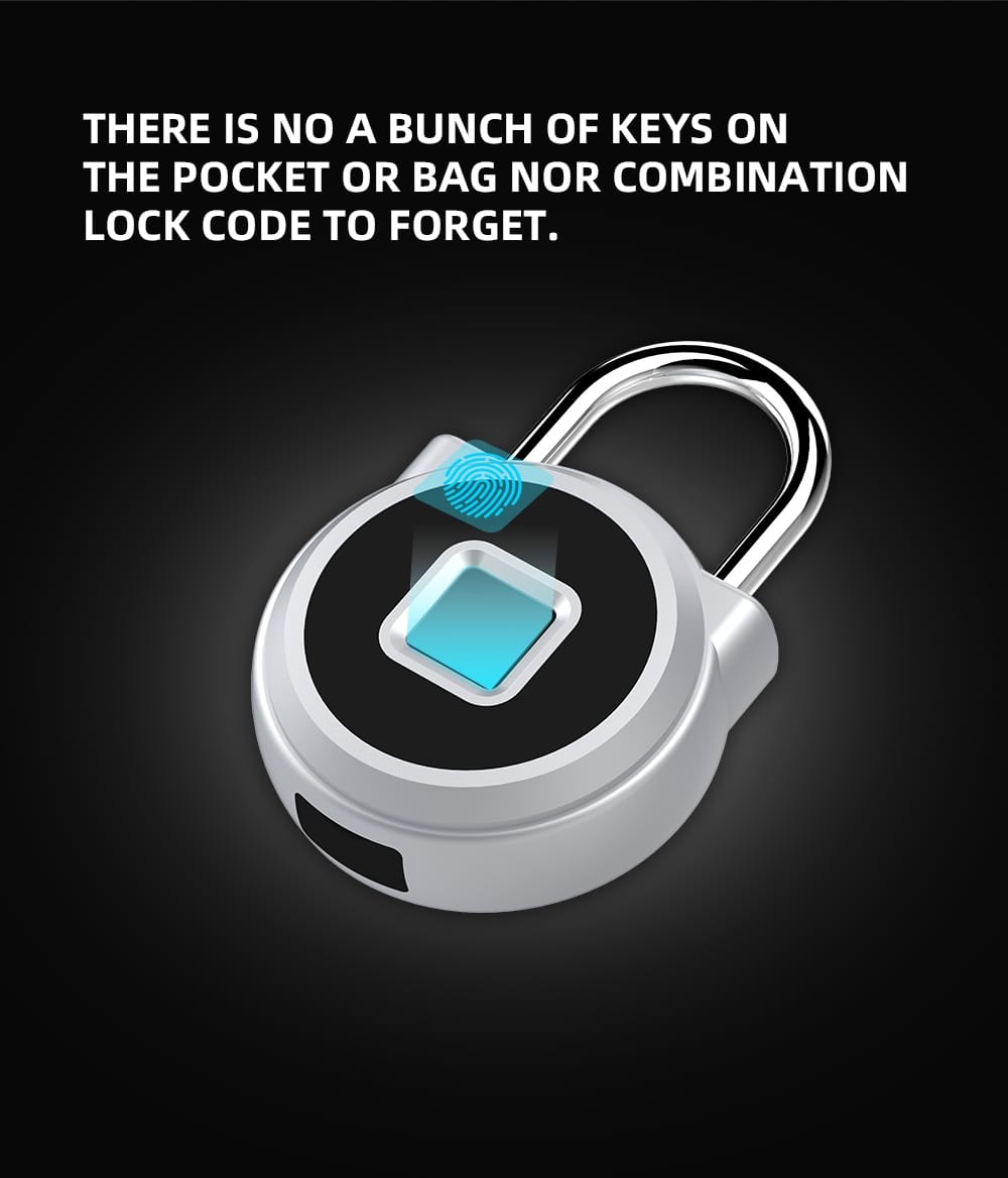 P10 Mini Smart Keyless Fingerprint Lock Waterproof Inteligente Anti-Theft Security Padlock Door Luggage Case Lock Silver - Image 6