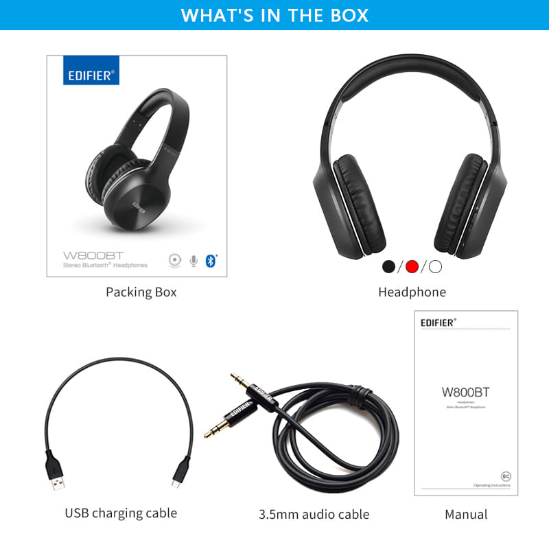 Original EDIFIER W800BT Wireless Headphone Bluetooth 4.0 Stereo Music Earphone with Mic for iPhone Smartphone white - Image 2