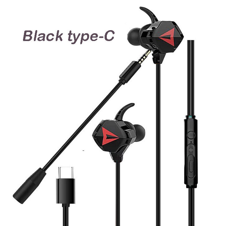 Gaming Headset With Double Detachable MIC Microphone Sets For PS4 PC Laptop Black-red type-C interface - Image 4