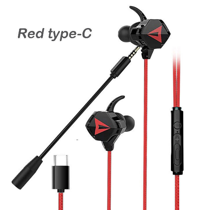 Gaming Headset With Double Detachable MIC Microphone Sets For PS4 PC Laptop Black-red type-C interface - Image 7