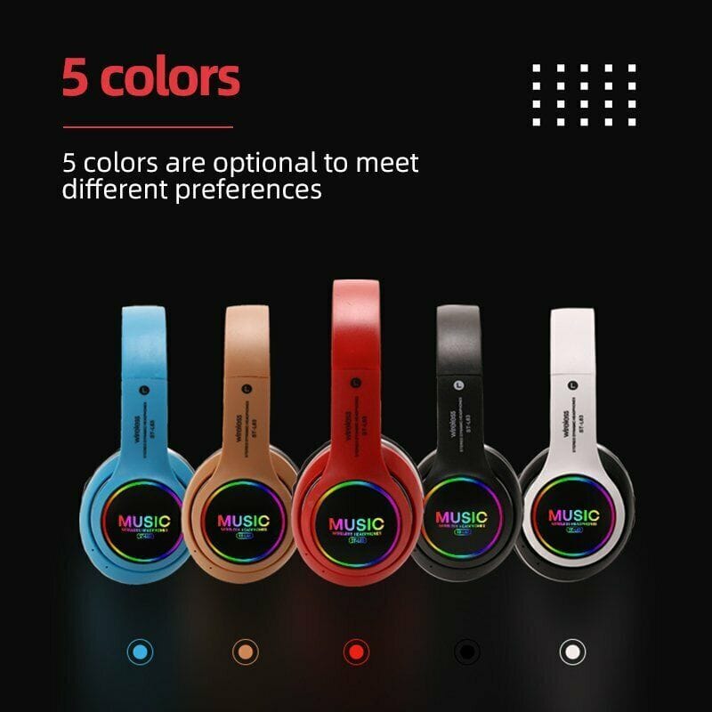 Wireless Bluetooth 5.0 Headphones Foldable Headset Earphones Noise Cancelling Sport Earphone red - Image 4