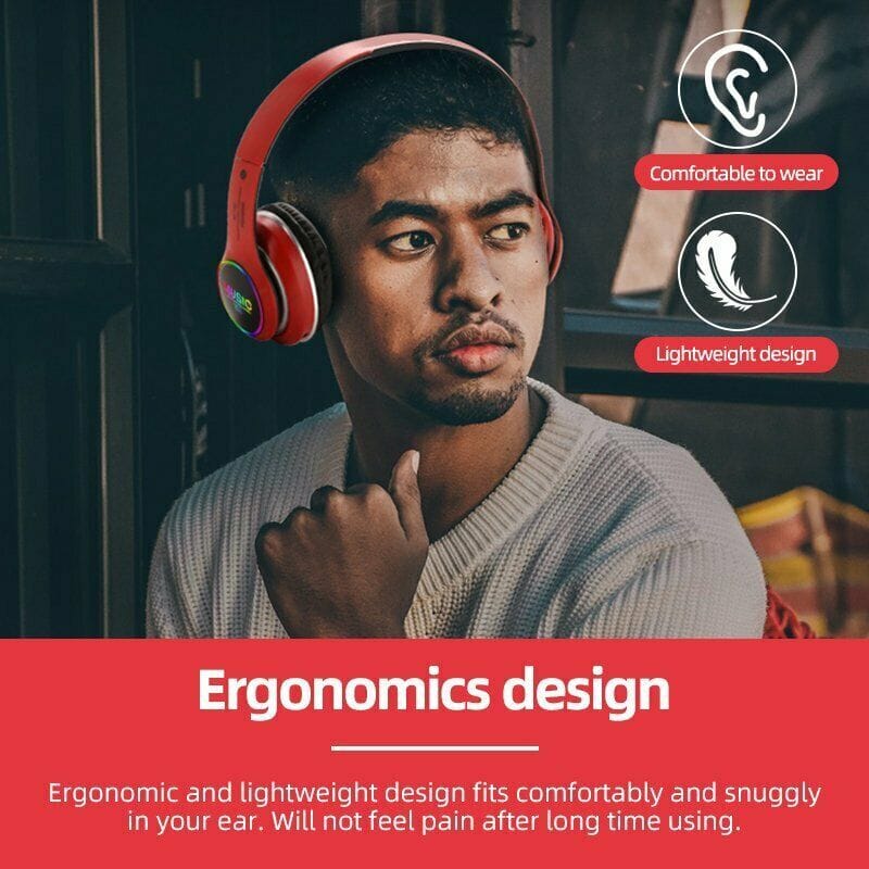 Wireless Bluetooth 5.0 Headphones Foldable Headset Earphones Noise Cancelling Sport Earphone Golden - Image 2