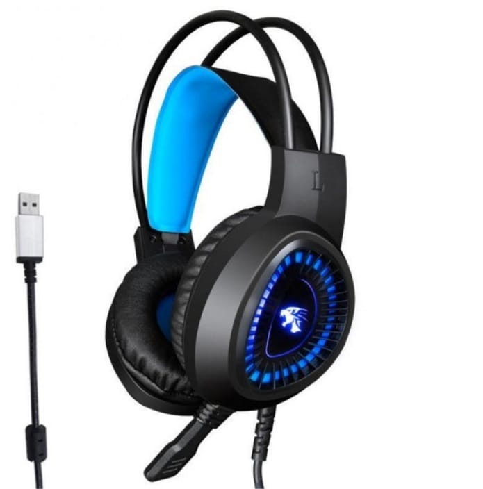 V1000 Headset Heavy Bass Internet Cafe E-sports Game Headphones Luminous 7.1 Channel USB/3.5MM Headset blue_7.1 USB interface