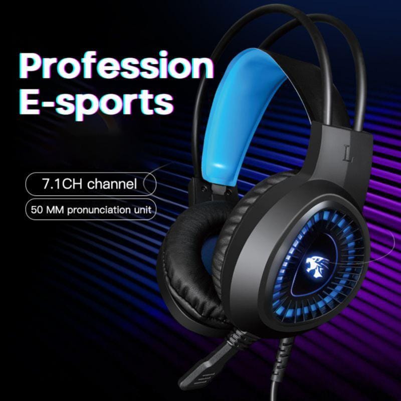 V1000 Headset Heavy Bass Internet Cafe E-sports Game Headphones Luminous 7.1 Channel USB/3.5MM Headset blue_3.5+USB interface - Image 4