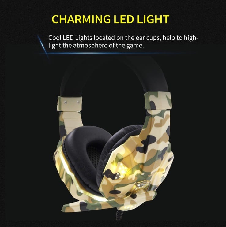 Headset Wired Earphone Gaming Headset USB Luminous Gamer Stereo Headphone Folding Headset gray - Image 4