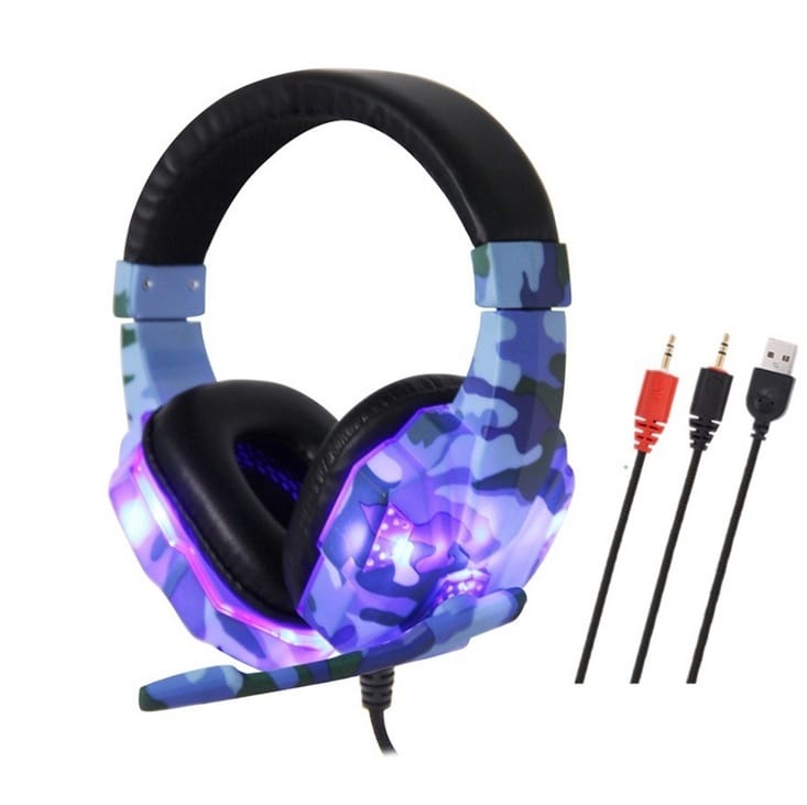 Headset Wired Earphone Gaming Headset USB Luminous Gamer Stereo Headphone Folding Headset yellow - Image 4