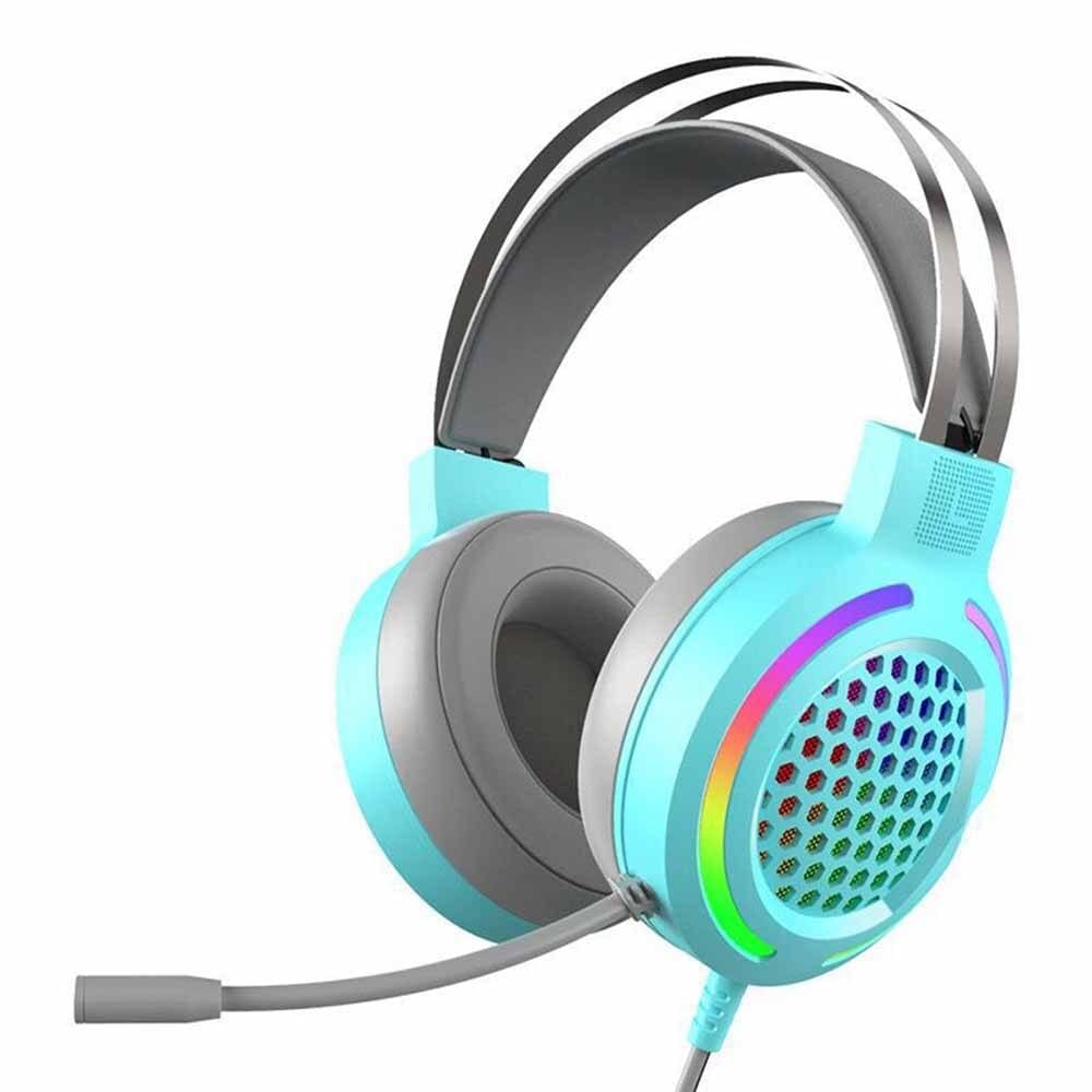 Hollow RGB Gaming Headset Wired Computer Headset Heavy Bass 7.1 Usb Headset With Microphone Pink - Image 3