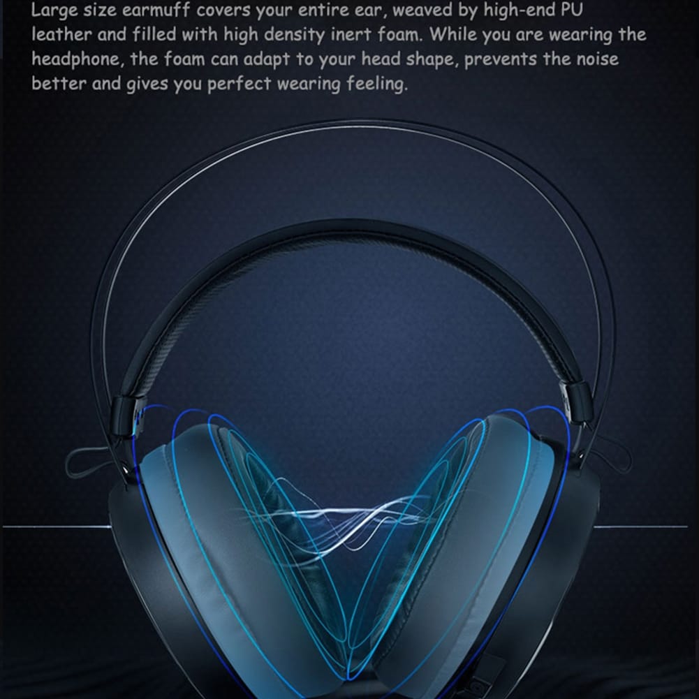 VH500C Gaming Headset Virtual 7.1 Surround Sound Headphone RGB Led Light 50mm Driver Unit With Mic Black - Image 3
