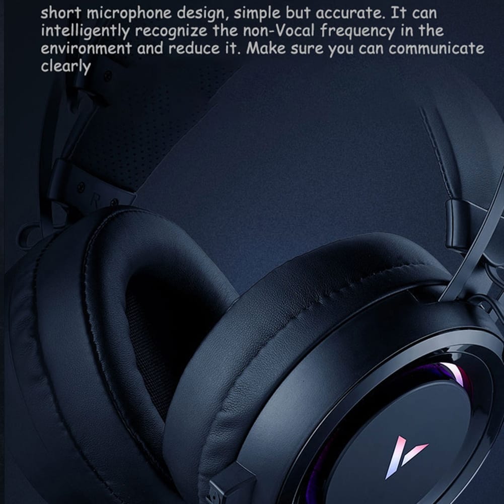 VH500C Gaming Headset Virtual 7.1 Surround Sound Headphone RGB Led Light 50mm Driver Unit With Mic Black - Image 6