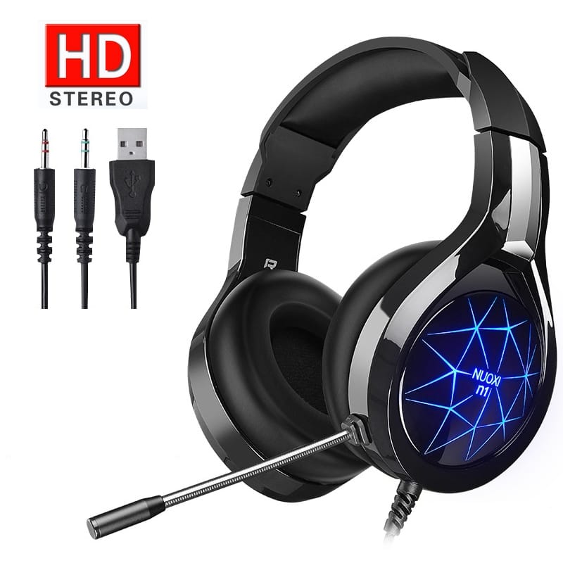 Adjustable Headset Surround Sound Stereo Noise Cancelling Over Ear Headphones Wired Gaming Headset With Microphone White - Image 6