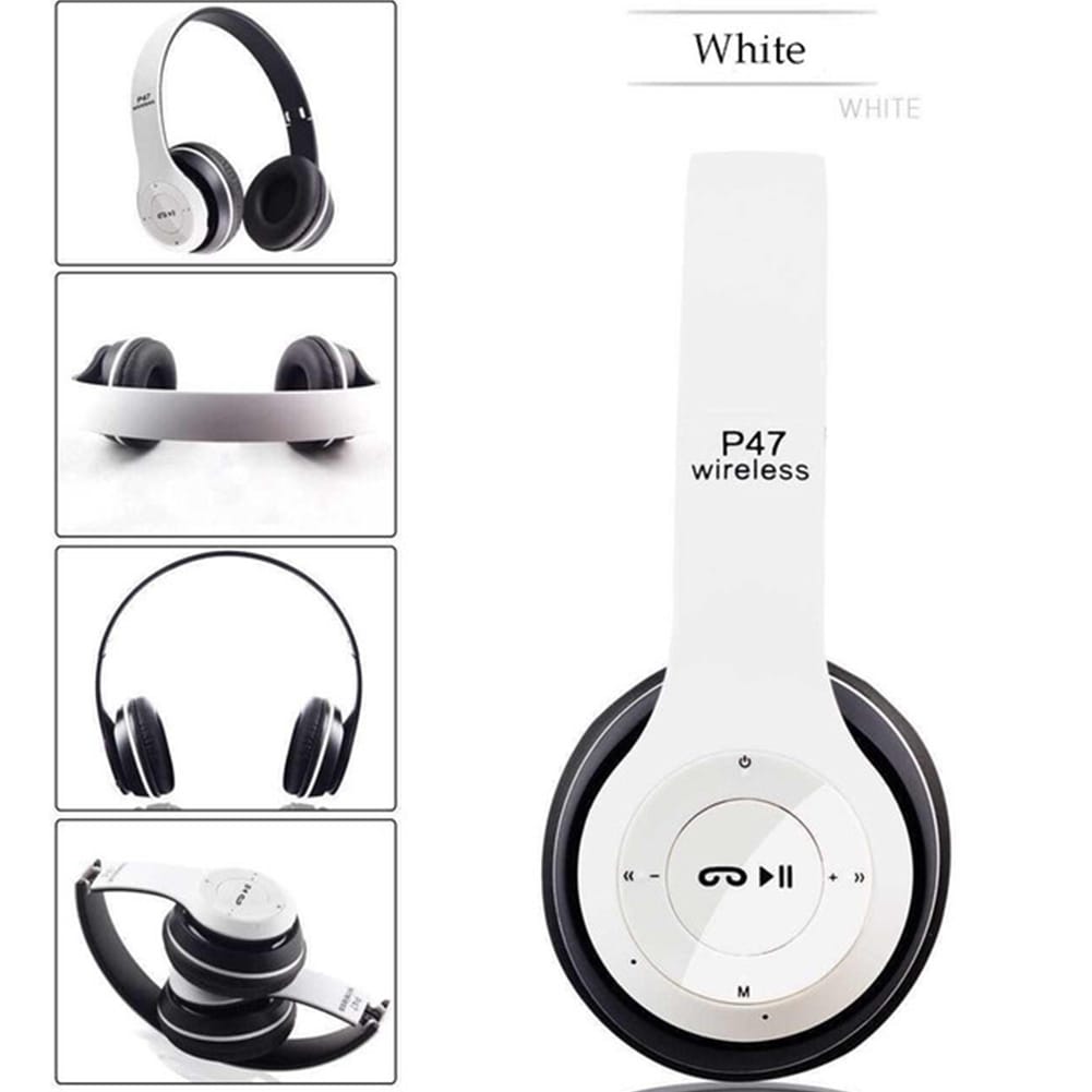 P47 Foldable Wireless Headphones, Tablet Bluetooth-compatible Headset With Mic, Compatible For Mobile Xiaomi Iphone Sumsamg White - Image 4