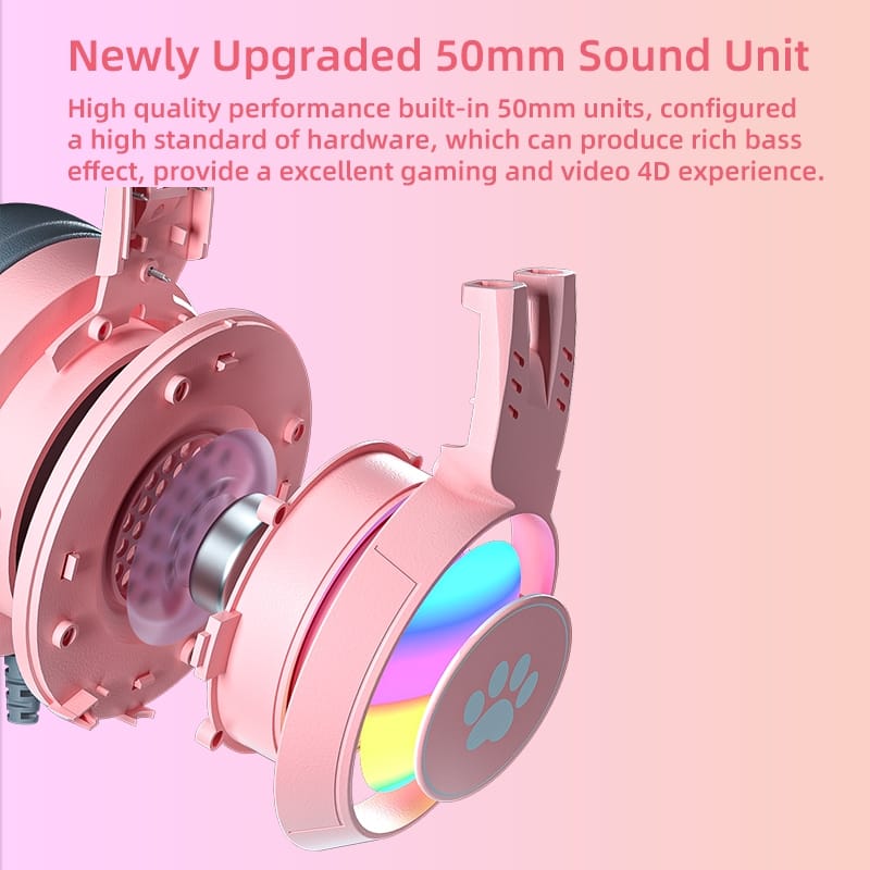 G25 Cute Cat Ear Luminous Wired Headset Noise-canceling High-definition Microphone Stereo Ergonomic Gaming Computer Earphone Blue - Image 5