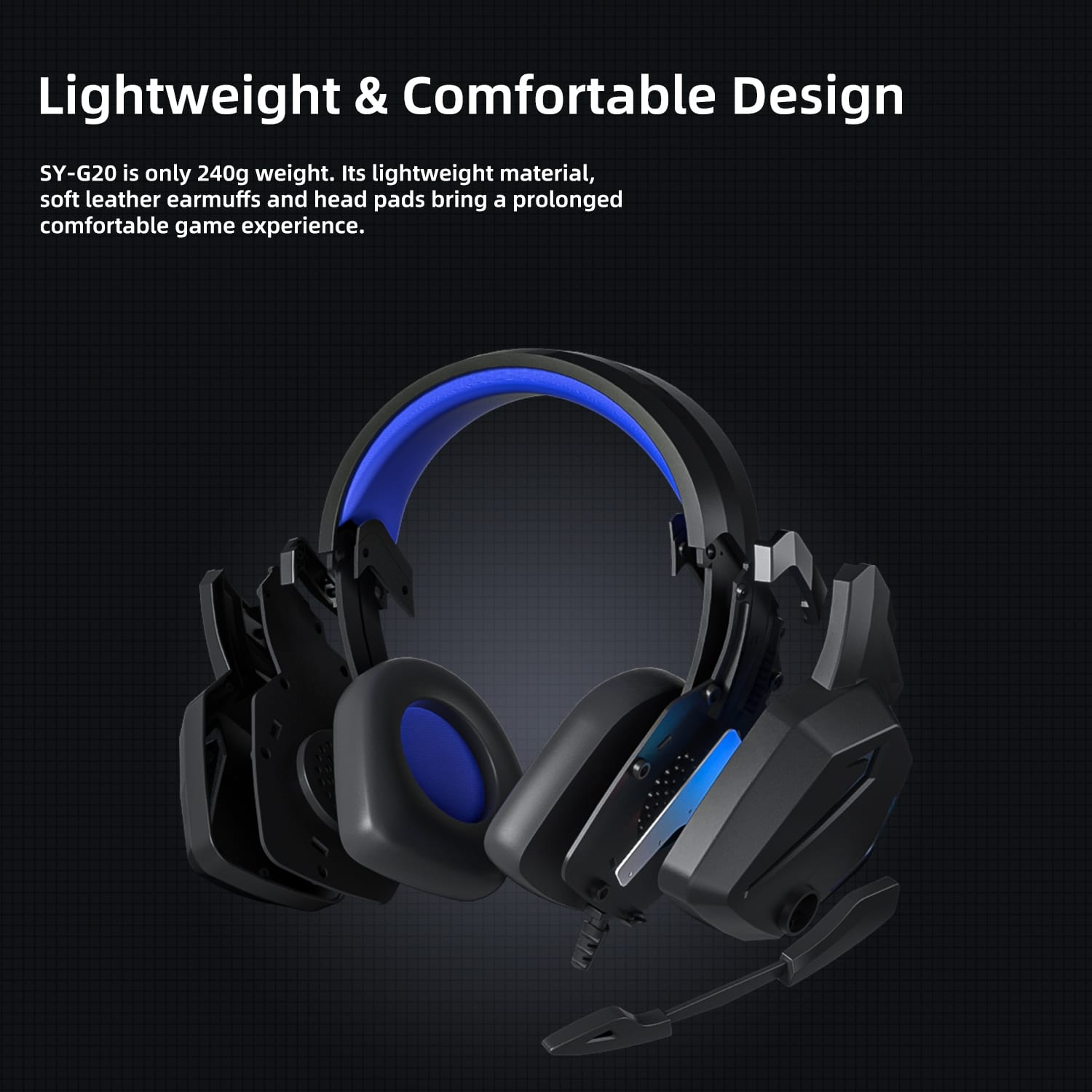 G20 Dynamic Rgb Dual Streamer Wired Headset Noise Reduction Microphone Stereo Ergonomic Head-mounted Gaming Computer Earphone Dark blue - Image 4