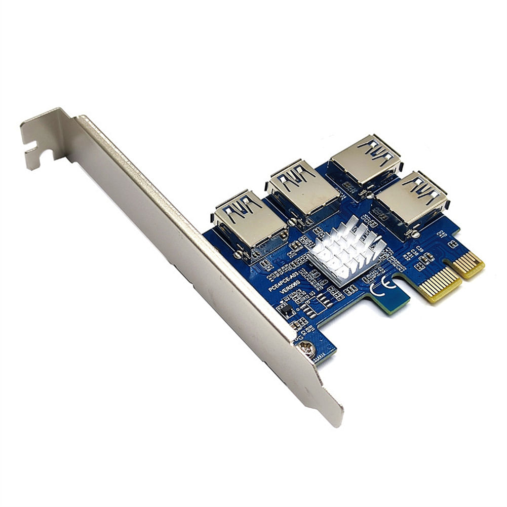 Pci-E 1 to 4pci-E Adapter Card Slots Riser Card Pci-E to Pci-E Slot 1 to 4 Usb3.0 Graphics Card Expansion Card Blue