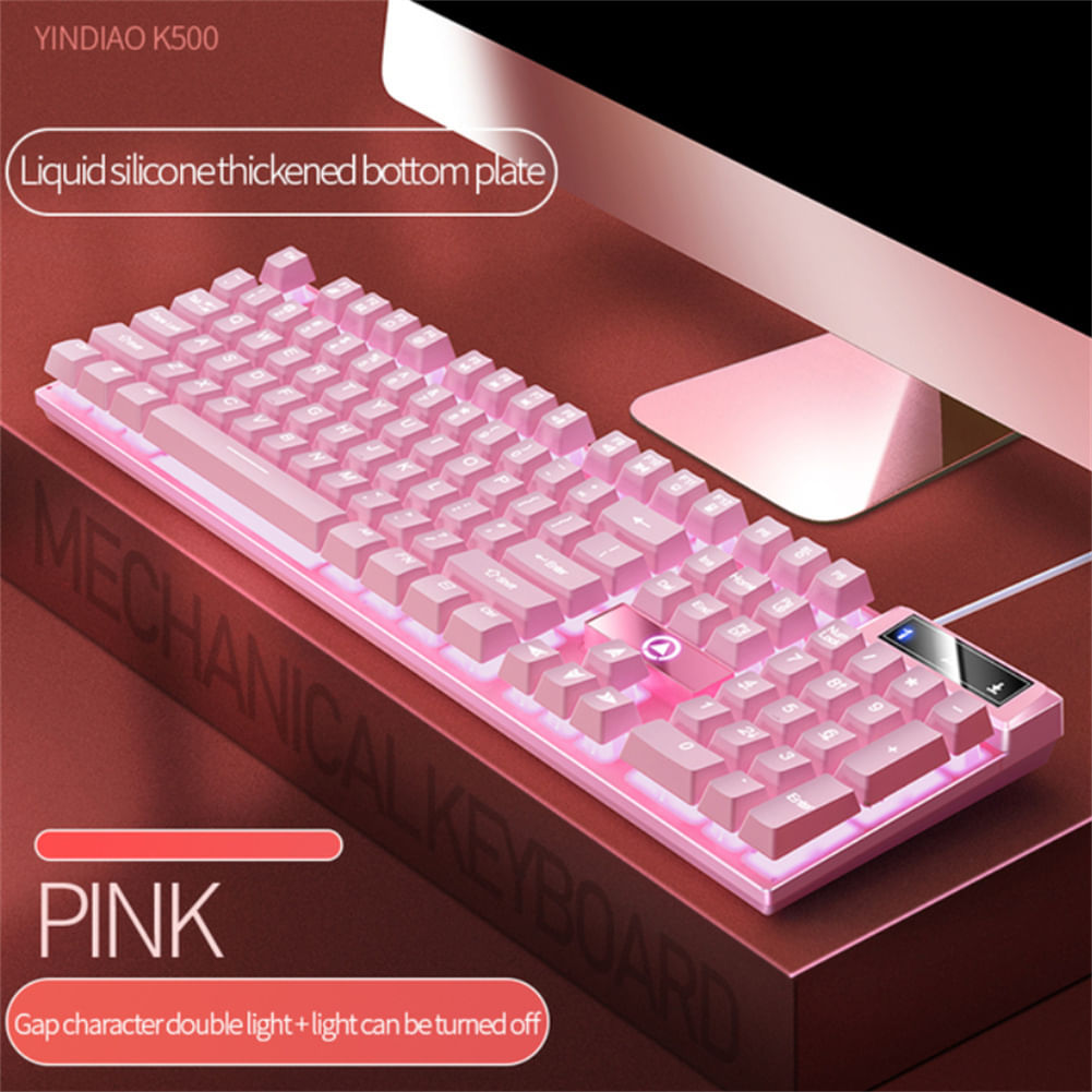 K500 104 Keys Gaming Keyboard Wired Colorblocking Backlight