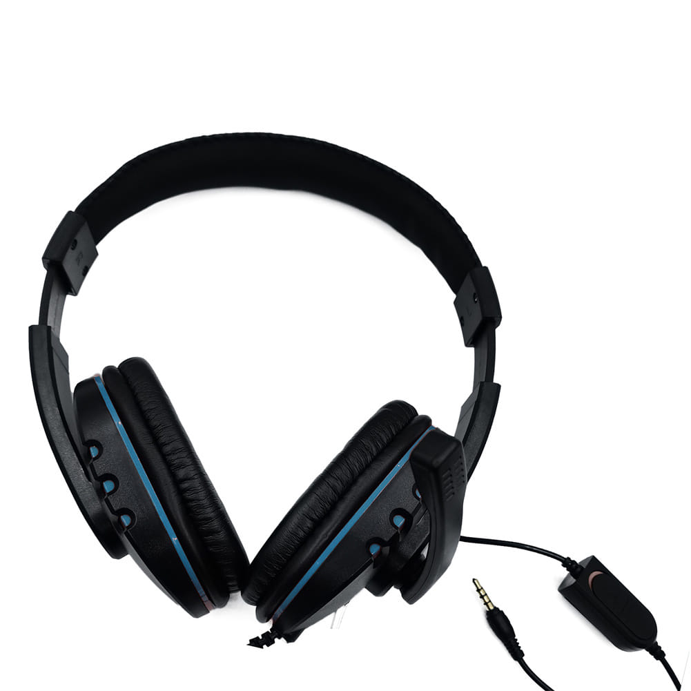 3.5mm Wired Gaming Headset With Adjustable Microphone Volume Controller Noise Cancelling Headphones Compatible For Pc Gaming Black blue + transfer wire - Image 7