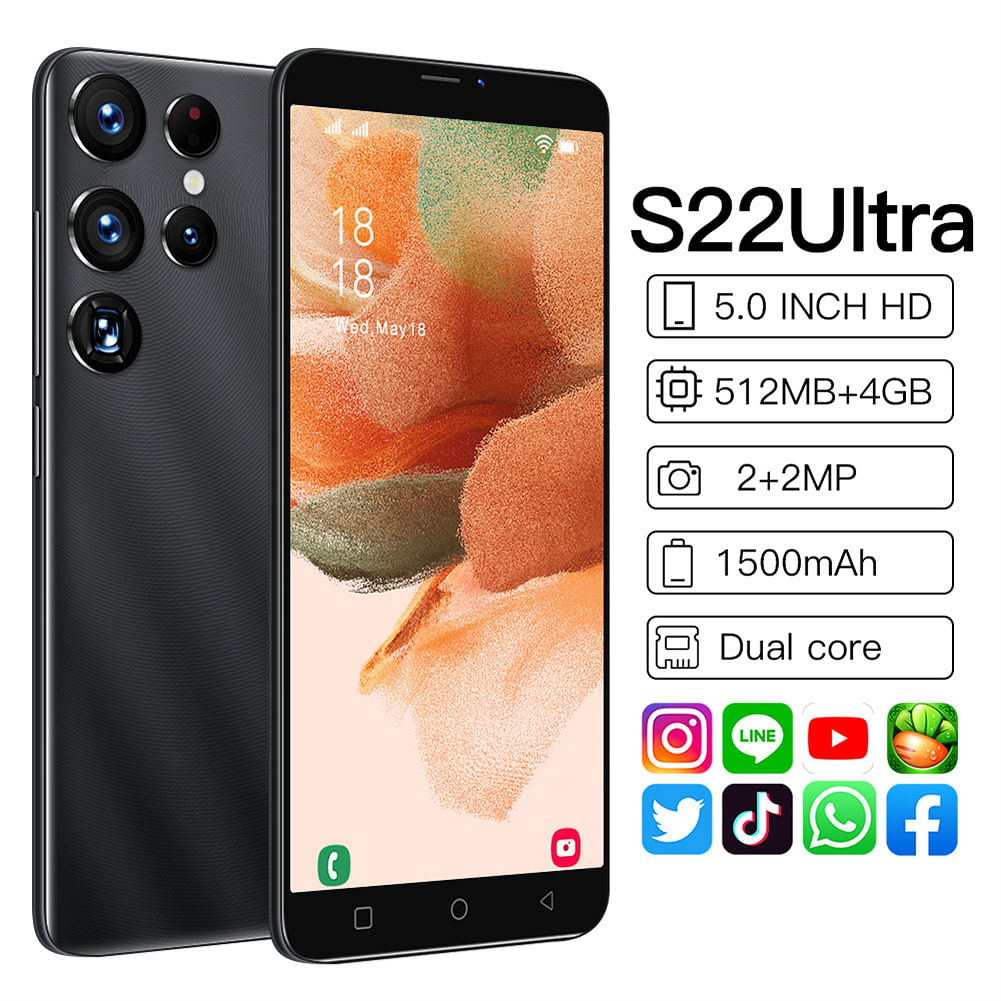 5.0 inch S22Ultra Smartphone Face Recognition MTK6572 Dual-core 512M RAM 4GB ROM Android 4.4 Cellphone Black US Plug