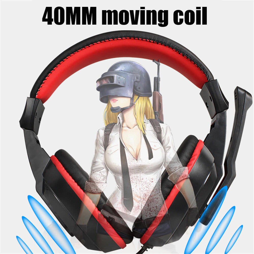 Gaming Headset with Microphone Stereo Sound Soft Earmuff Wired Headphone Black - Image 6