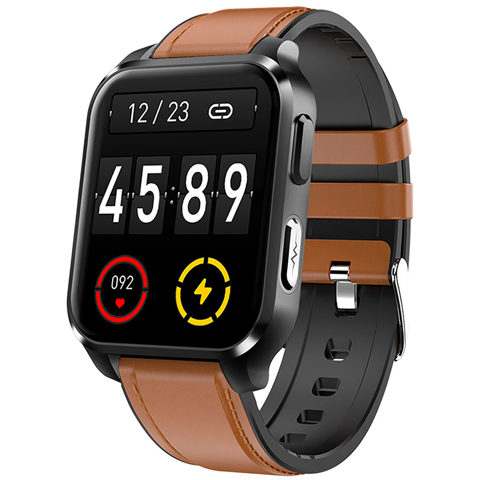 ZEBLAZE E90 Smart Watch Heart Rate Blood Pressure Blood Oxygen Sleep Monitoring Sport Waterproof Smartwatch Brown Leather