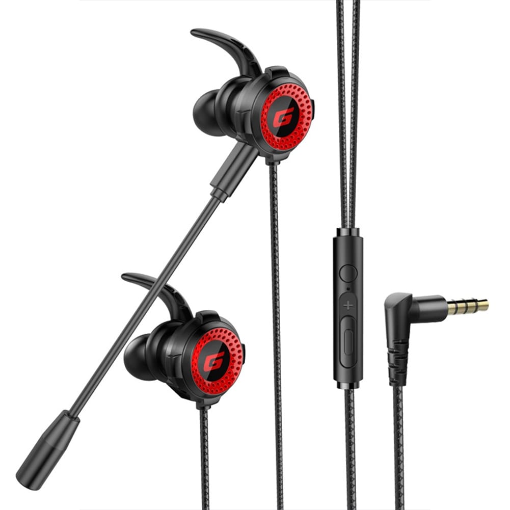 Gaming Headset with Pluggable Microphone 3.5mm Portable Stereo In-ear Earphone for iPhone Huawei Samsung Xiaomi Red - Image 6