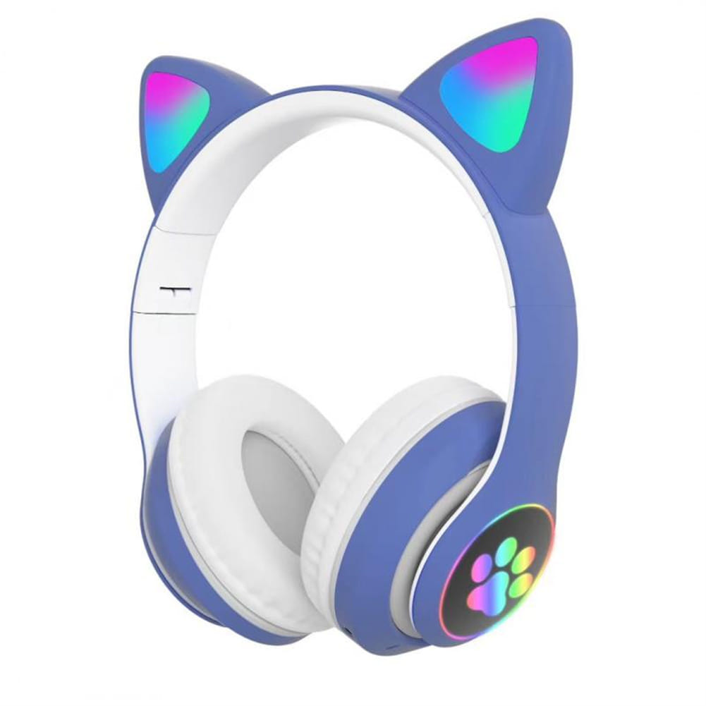 Cute Cat Ears Wireless Headphones with Mic Stereo Music Gaming Led RGB Bluetooth Headset Purple - Image 3