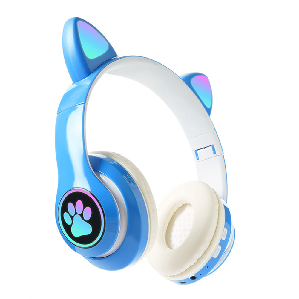 Cute Cat Ears Wireless Headphones with Mic Stereo Music Gaming Led RGB Bluetooth Headset Black - Image 5
