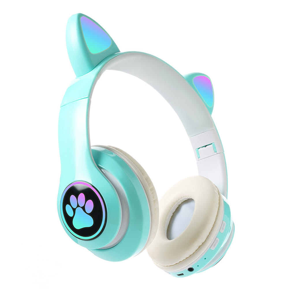 Cute Cat Ears Wireless Headphones with Mic Stereo Music Gaming Led RGB Bluetooth Headset Black - Image 7