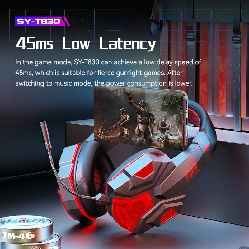 Sy-t830 Wireless Bluetooth Headset Low-latency Luminous E-sports Gaming Earphone Dark Blue - Image 7
