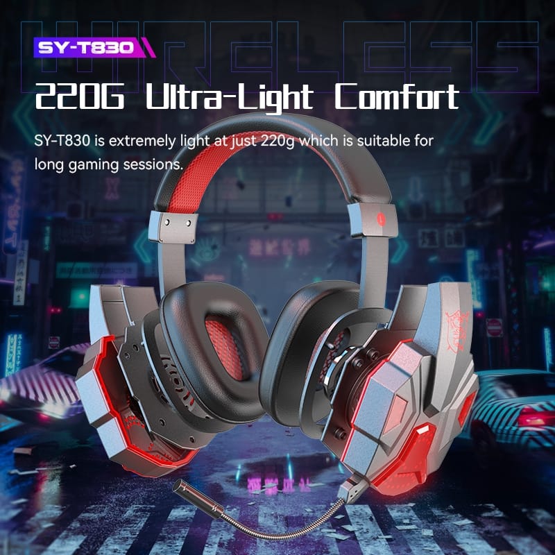 Sy-t830 Wireless Bluetooth Headset Low-latency Luminous E-sports Gaming Earphone Black Red - Image 5