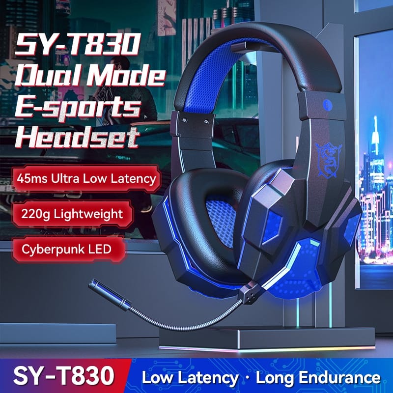 Sy-t830 Wireless Bluetooth Headset Low-latency Luminous E-sports Gaming Earphone Black Red - Image 7