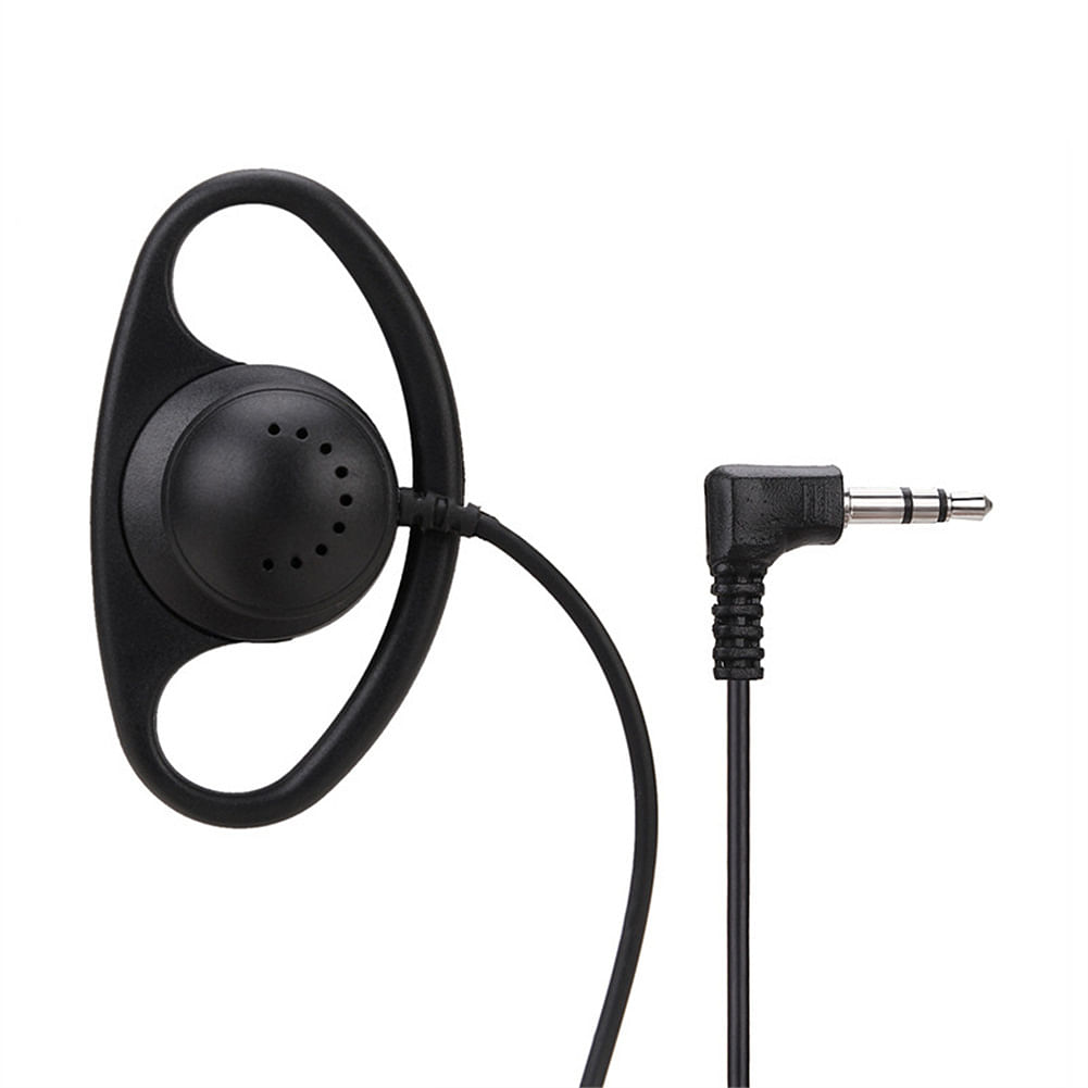 D-shaped Soft Ear Hook Headphone 3.5mm Plug Dual Channel Single Side Headset Compatible For Laptop Skype Voip Icq black