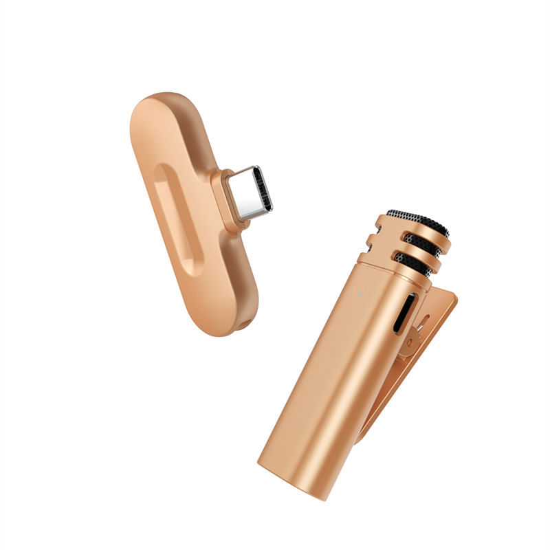 Wireless Lavalier Microphone Intelligent Noise Reduction Hd Audio Video Recording Mini Collar Clip Mic Gold