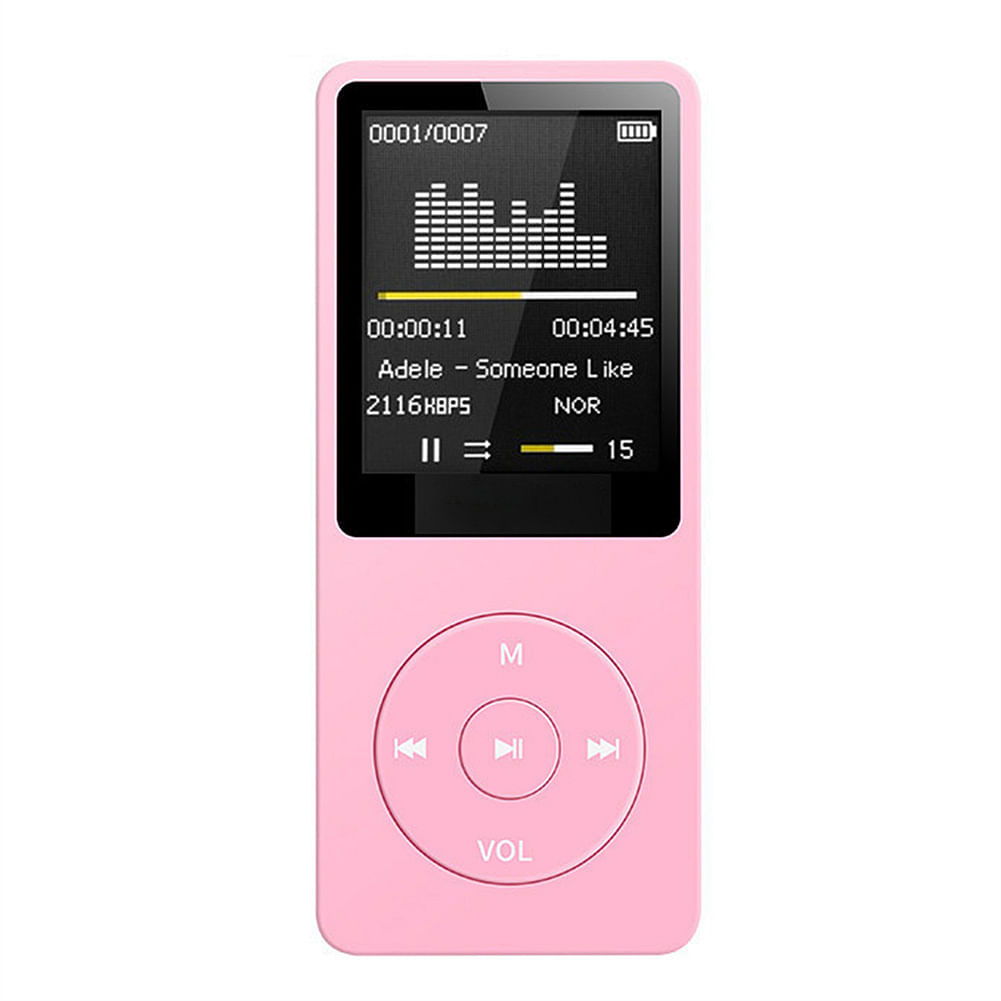 Bluetooth Mp3 Music Player Lossless Portable Fm Radio External Ultra-thin Student Mp3 Recorder Pink 4GB