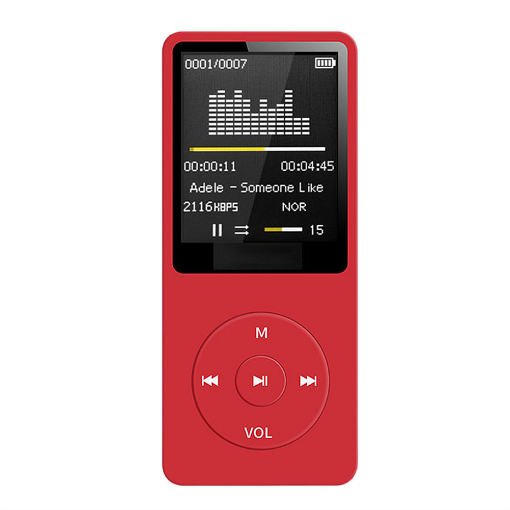 Bluetooth Mp3 Music Player Lossless Portable Fm Radio External Ultra-thin Student Mp3 Recorder Red 4GB