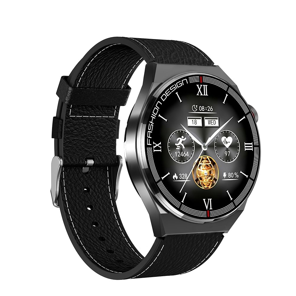 Sk11 Plus Smart Watch Bluetooth Call Heart Rate Blood Oxygen Monitoring Pedometer MD3max Black shell black leather