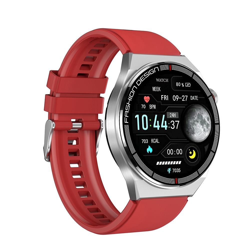 Sk11 Plus Smart Watch Bluetooth Call Heart Rate Blood Oxygen Monitoring Pedometer MD3max Silver Shell Red Silicone