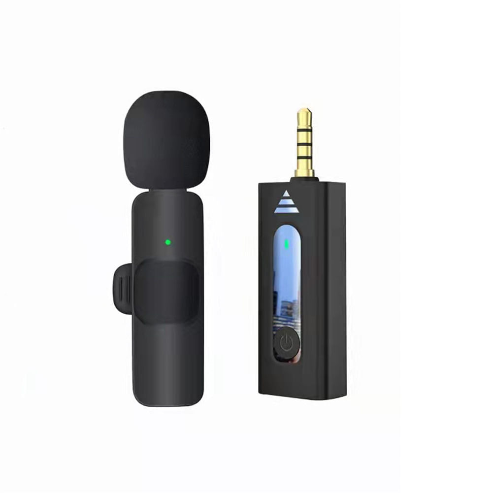 K35 Wireless Lavalier Microphone 3.5mm Round Jack Automatic Noise Reduction Lapel Mic For Camera Recording black 1 to 1