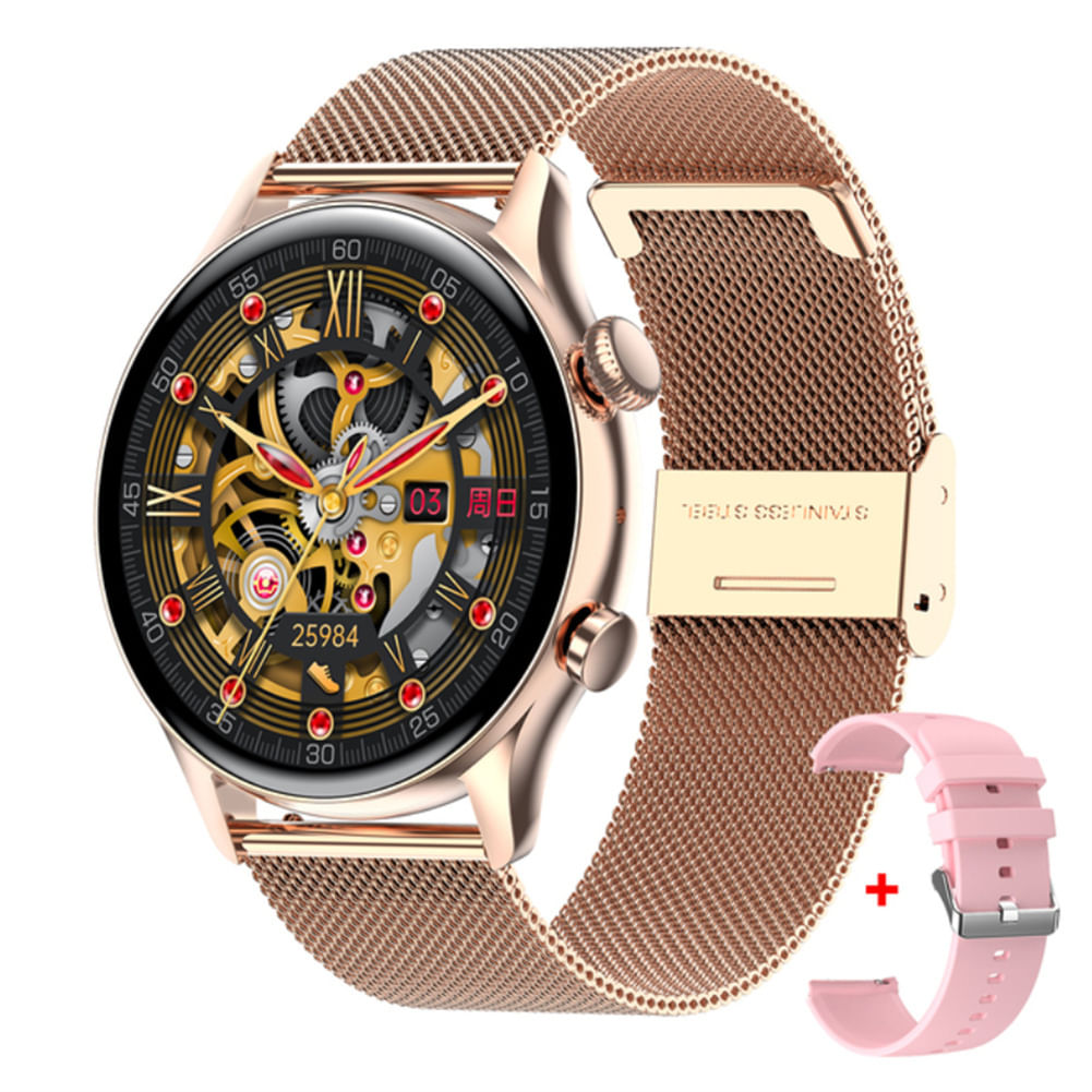 Hk8pro Smart Watch Amoled Bluetooth Call Voice Control Bracelet Heart Rate Monitor Fitness Smartwatch Gold Steel