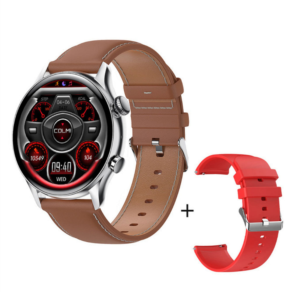 Hk8pro Smart Watch Amoled Bluetooth Call Voice Control Bracelet Heart Rate Monitor Fitness Smartwatch Silver Leather