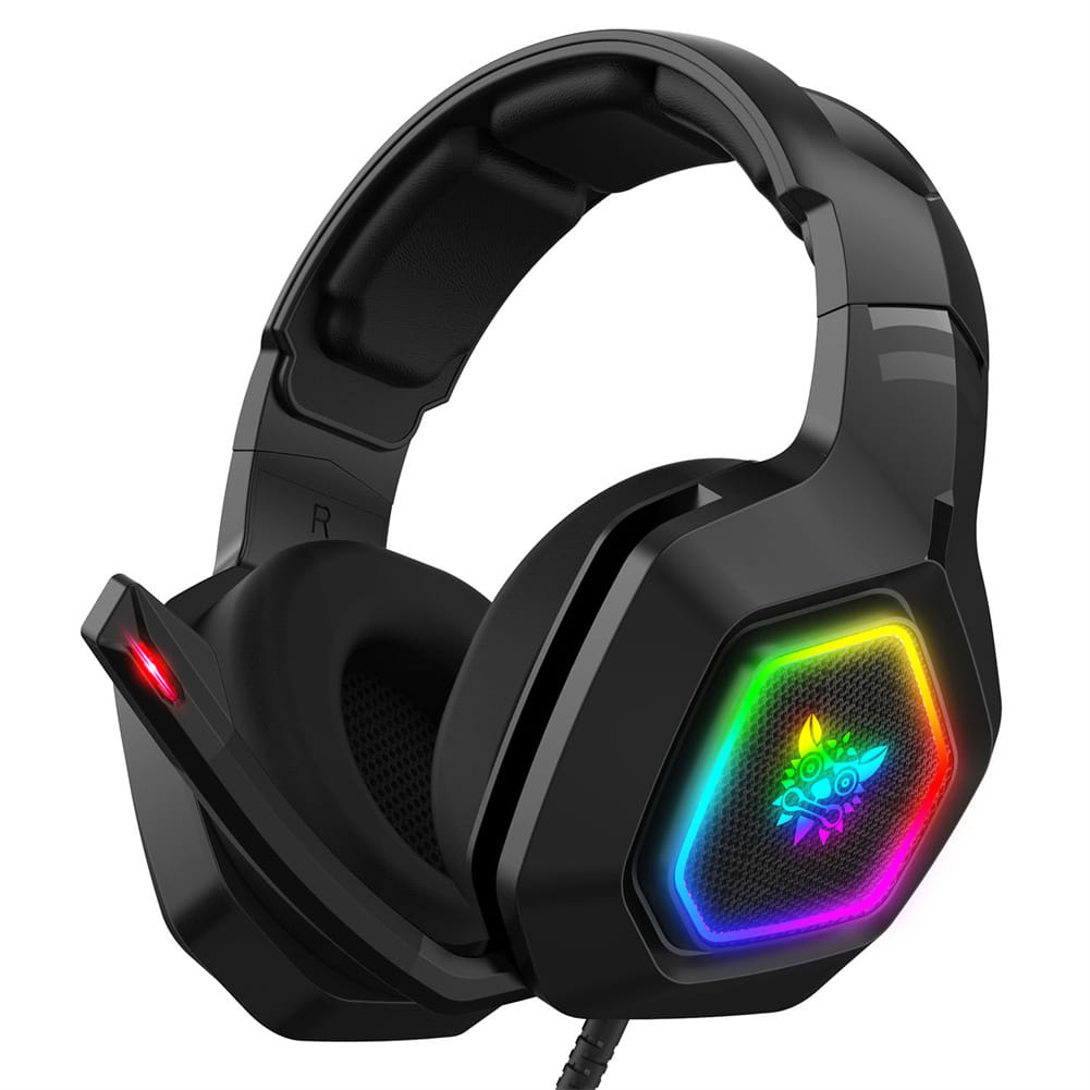 Onikuma K10 Gaming Headphones RGB Lights Noise Canceling Microphone Wired Headset Black