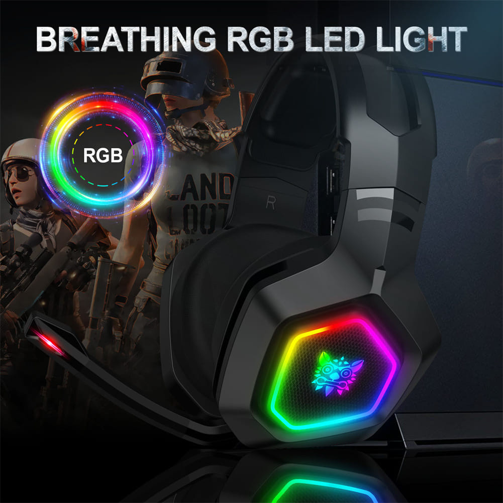 Onikuma K10 Gaming Headphones RGB Lights Noise Canceling Microphone Wired Headset Black - Image 2