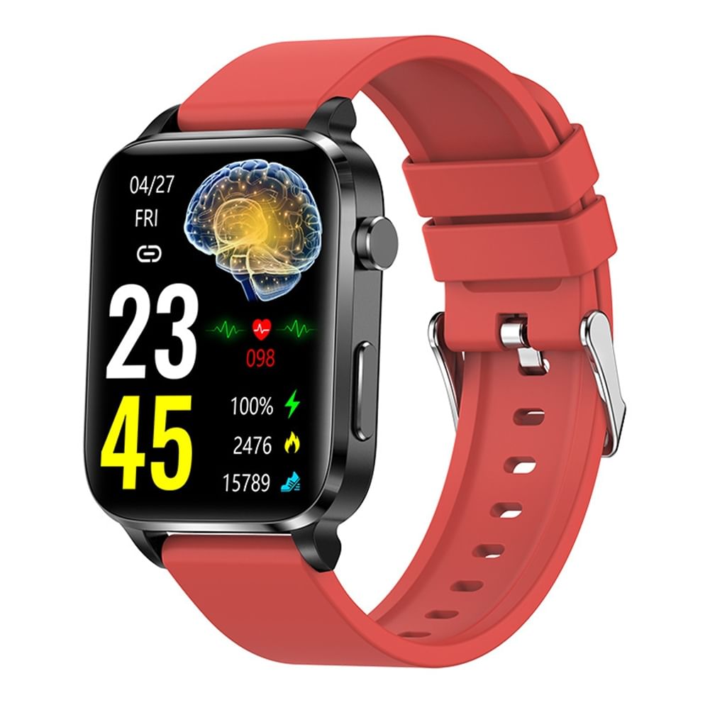 F100 Smart Watch Touch Screen Heart Rate Blood Oxygen Monitoring Sports Bracelet Smartwatch Red Silicone