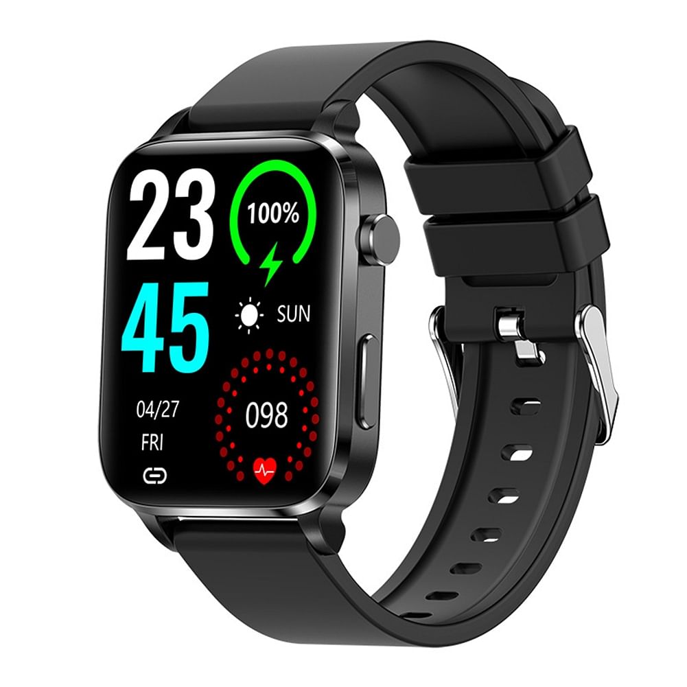 F100 Smart Watch Touch Screen Heart Rate Blood Oxygen Monitoring Sports Bracelet Smartwatch Black Silicone