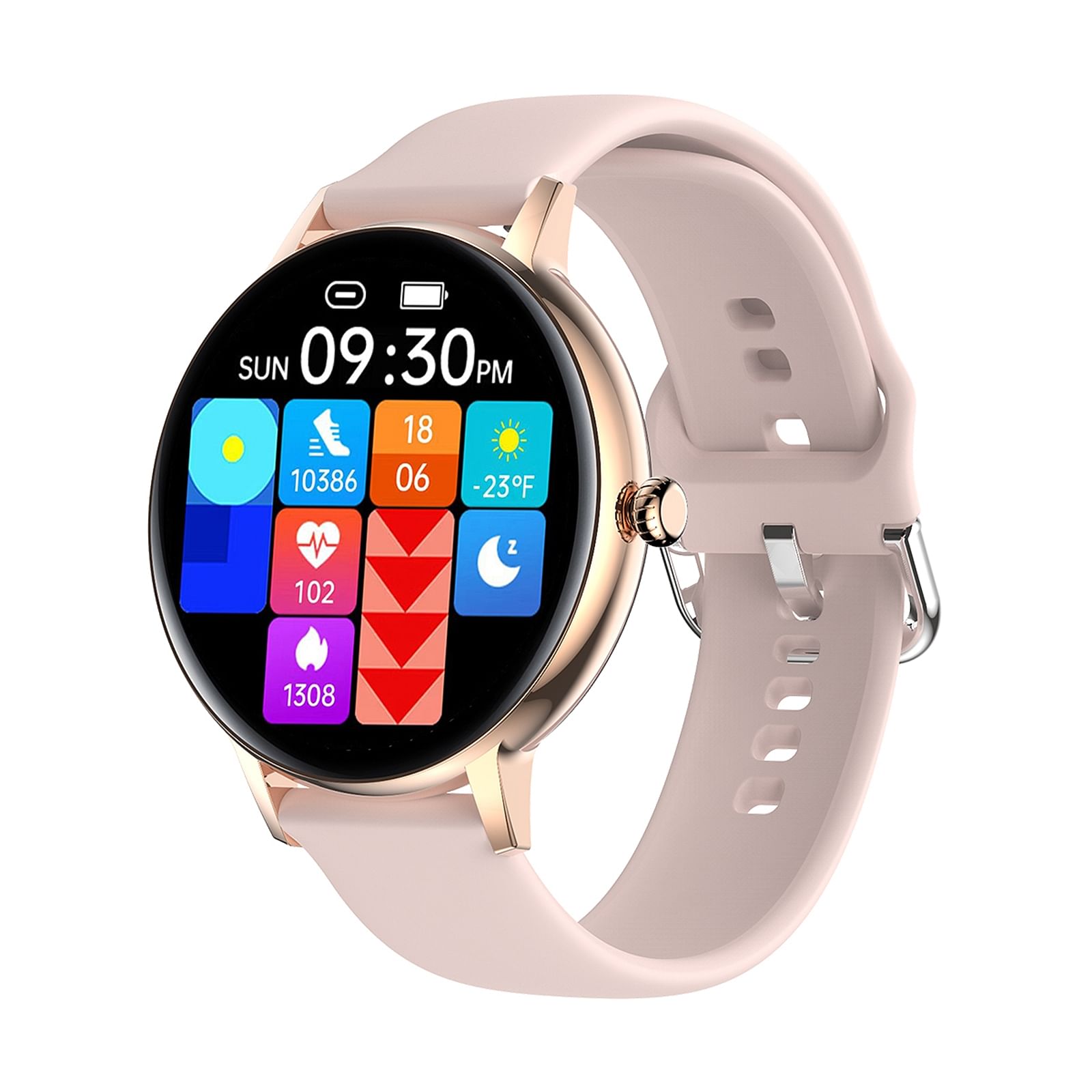 Fw07 Smart Watch Bluetooth Call Offline Payment Voice Assistant Full Touch Screen Sports Smartwatch Gold Pink