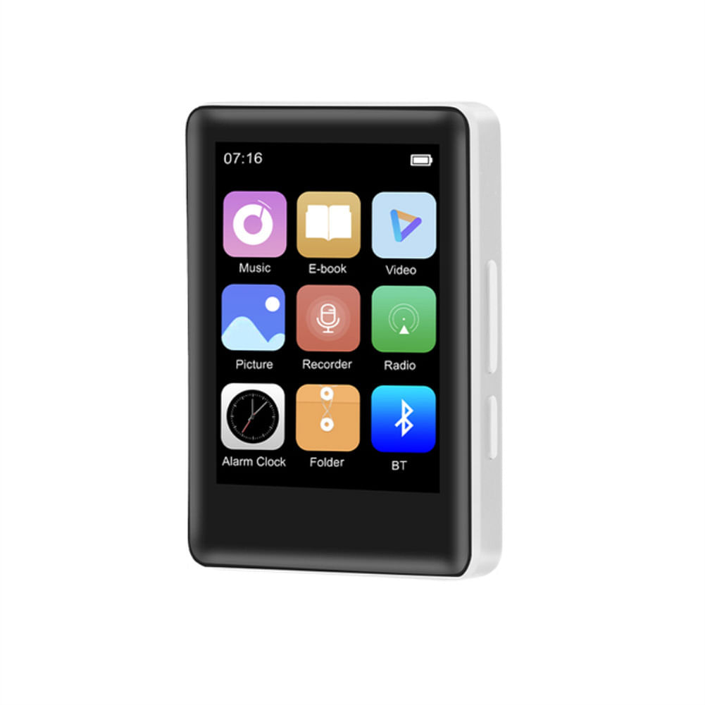 Bluetooth 5.0 Mp3 Player Full Touch Screen Portable Sports Music Player Fm Radio Recorder White