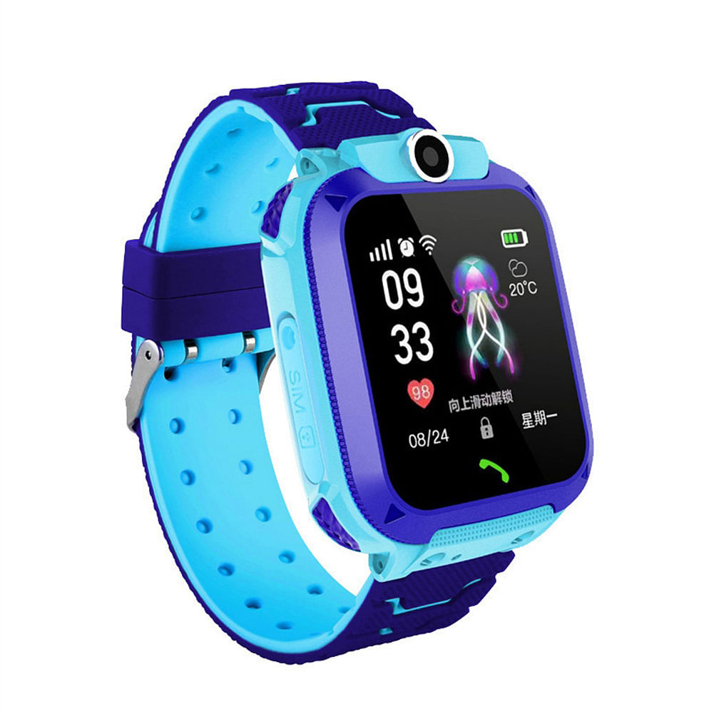 Q12 Kids Smart Watch IP67 Waterproof SOS Anti-lost Location Locator 2-way Calling Phone Smartwatch Child Gifts blue