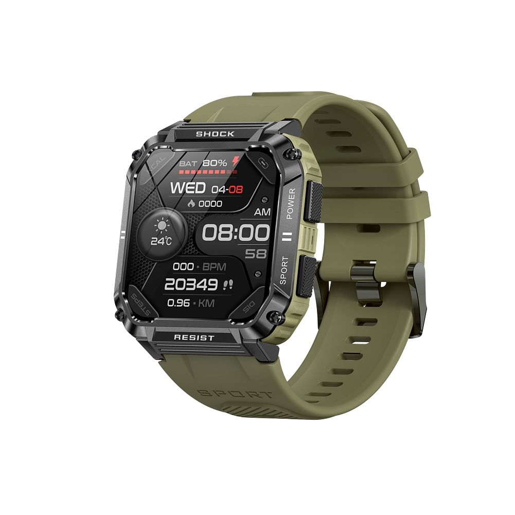 T3 Smart Watch 1.95 Inch Ips Screen Bluetooth-compatible Calling Waterproof Outdoor Fitness Bracelet Army Green