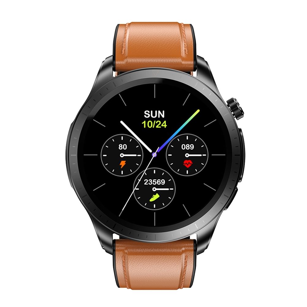 E420 Smart Watch Ecg Ppg Heart Rate Blood Pressure Blood Sugar Health Monitor Waterproof Fitness Bracelet Brown Leather