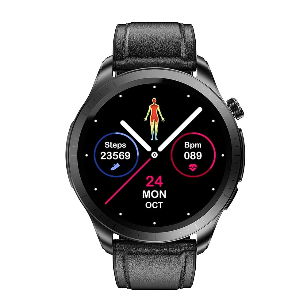E420 Smart Watch Ecg Ppg Heart Rate Blood Pressure Blood Sugar Health Monitor Waterproof Fitness Bracelet Black Leather